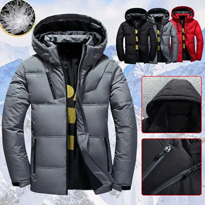 Buy Men Winter Warm Duck Down Jacket Ski Jacket Snow Thick Hooded Parka Puffer Coat • 21.59£