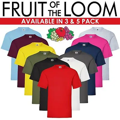 Buy 3 & 5 Pack Fruit Of The Loom Mens T Shirts 100% Cotton Plain Short Sleeve Tee • 29.99£