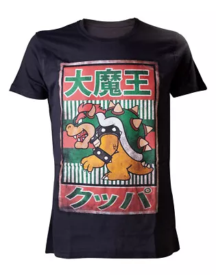 Buy Super Mario T-shirt Black Bowser Kanji Mens Black • 19.39£