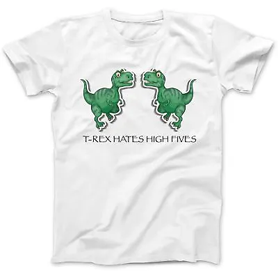 Buy T-Rex Hates High Fives Dinosaur T-Shirt 100% Premium Cotton Funny Gift Present • 14.97£
