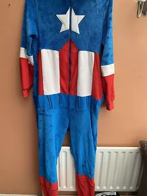 Buy Mens Marvel Captain America All In One Pyjama Fleece Primark XS-S • 14.99£
