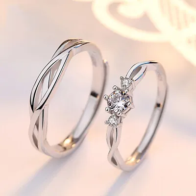 Buy 925 Sterling Silver Twisted CZ Stone Adjustable Ring Womens Jewellery New UK • 2.97£