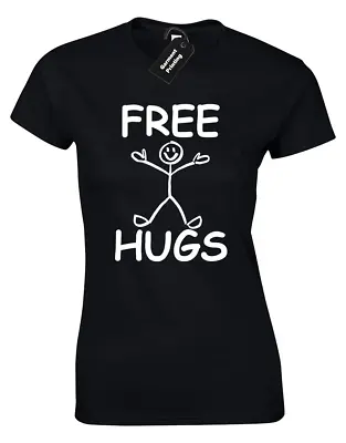 Buy Free Hugs Stickman Ladies T Shirt Funny Printed Cute Design • 7.99£