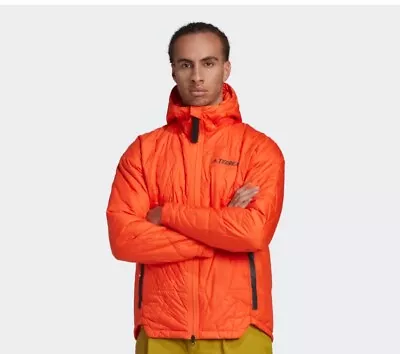 Buy Adidas Mens Terrex Myshelter Primaloft Hooded Padded Jacket Semi Impact Orange • 80£