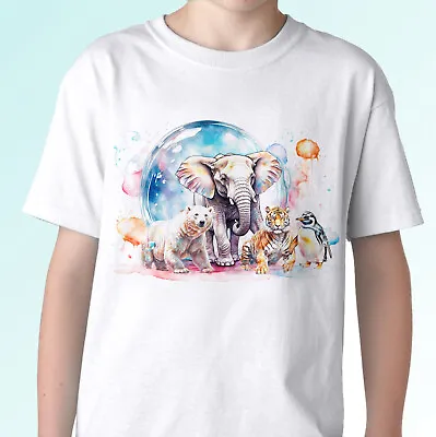 Buy Animals T Shirt Elephant Tee Polar Bear Top Tiger Penguin Gift Art All Sizes • 9.99£