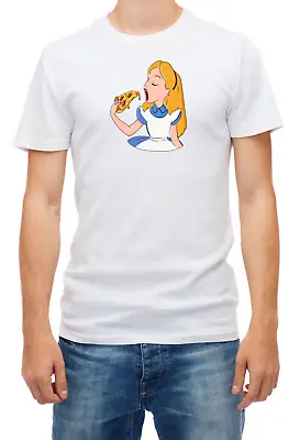 Buy Alice In Wonderland Eating Pizza White Short Sleeve T Shirt Men C039 • 9.51£