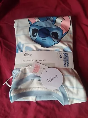 Buy Disney Lilo & Stitch Pyjamas Women's Tee & Cuffed Leg Pyjama Set Size Medium • 10£