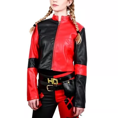 Buy Harley Quinn Faux Leather Moto Jacket • 53.85£