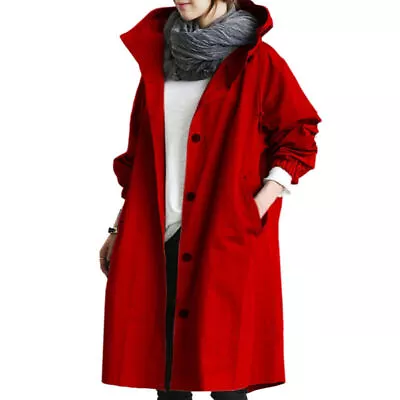 Buy Womens Oversize Hooded Trench Coat Outdoor Ladies Wind Raincoat Forest Jacket • 17.69£