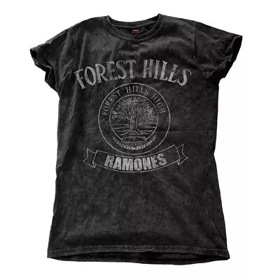 Buy Women's The Ramones Forest Hills Snow Wash Black T-Shirt - Rock Music Merch • 12.95£