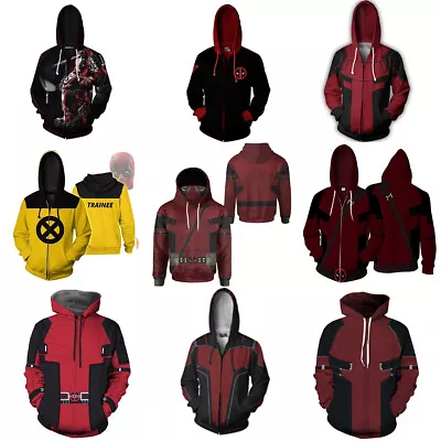 Buy Deadpool 3D Hoodies Cosplay Superhero Adult Sweatshirt Sport Jacket Coat Costume • 16.80£