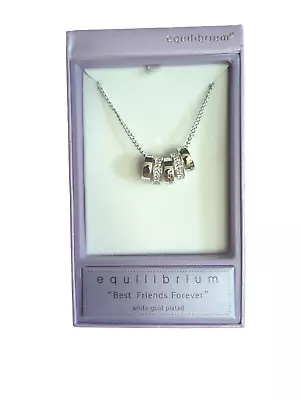 Buy Equilibrium Jewellery - Best Friends Forever White Gold Plated Necklace • 22.99£
