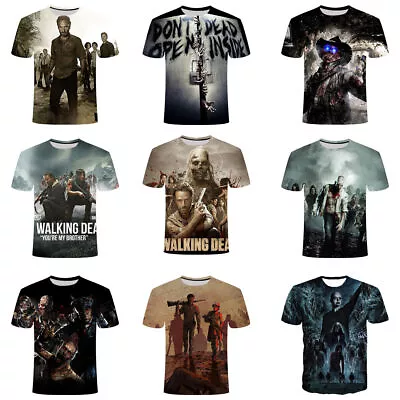 Buy Cosplay The Walking Dead 3D T-Shirts Zombie Short Sleeves Sports Fitness Top Tee • 10.80£