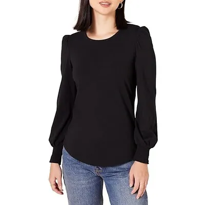 Buy Essentials Womens Long-Sleeve Crewneck Smocked Cuff T-Shirt • 11.99£