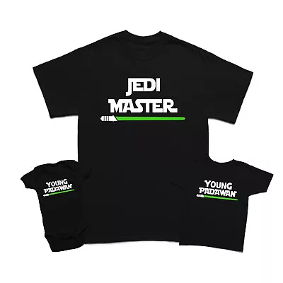 Buy Jedi Master And Young Padawan Fathers Day T-Shirt Son Baby Matching T-Shirts #FD • 13.49£