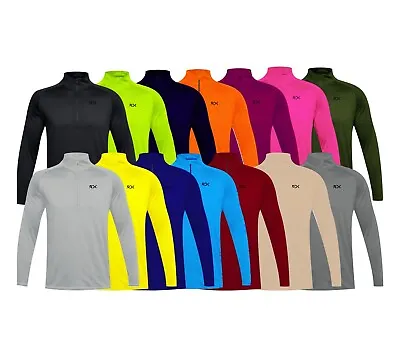 Buy Mens Running Top Sweatshirt Quick Dry Stretch Track Jogging Sports T Shirt Zip • 12.95£