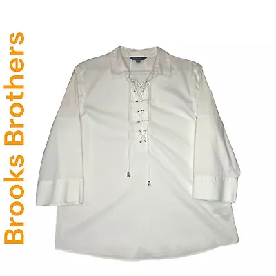 Buy Brooks Brothers Womens White Blouse Sz 12 Designer • 21.23£