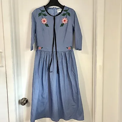 Buy My Sassy Skirt Size Small Blue Floral Prairie Dress Modest Midi Cottagecore • 26.52£