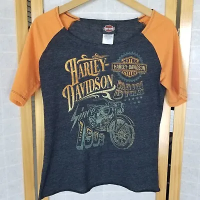 Buy Harley Davidson Fitted Tee Shirt Raglan Sleeve Cotton Blend Mansfield, Ohio • 23.36£