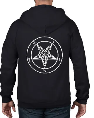 Buy PENTAGRAM FULL ZIP HOODIE - Occult T Shirt Pagan Tee Shirt Gothic Goth Hoody • 29.95£