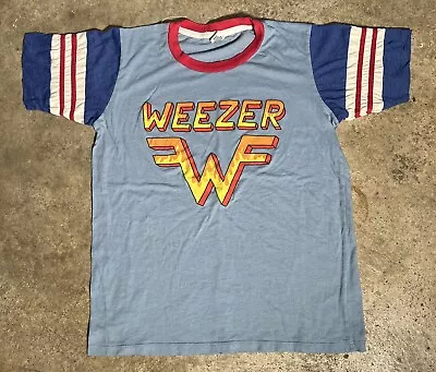 Buy Weezer Camp Collection Unisex Shirt Size M Medium Blue Flames • 37.80£