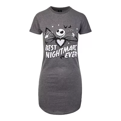 Buy Nightmare Before Christmas Best Nightmare Ever T-Shirt Dress (Grey) • 20.99£