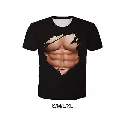 Buy 3D Men's Muscle Print T Shirt Novelty Funny Humor Undershirt • 10.85£