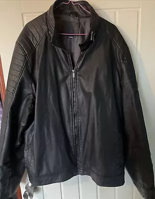 Buy F&F Black Zipped Faux Leather Biker Style Jacket Uk Men's 3XL 52” Chest • 12.50£