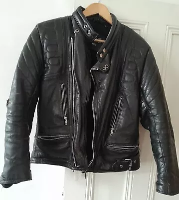 Buy Vintage Black Leather Biker Jacket. Size 38. Mallory Cow Hide • 9.99£