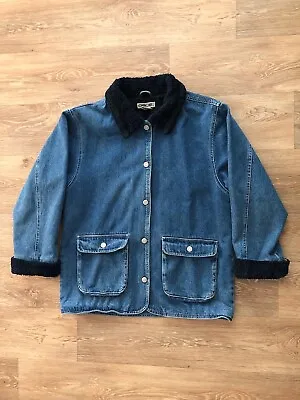 Buy Vintage Jeans Jacket Denim Sherpa Lined Blackwatch Barn Chore Cherokee 14-16 XL • 19.99£