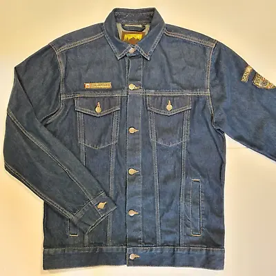 Buy Atlas For Men Blue Denim Jacket Size Medium Canada Embroidered Patches Outdoor • 21.99£