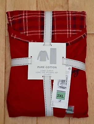 Buy New M&S Joyeux Noel Tartan Bottom Red Cotton Staynew  Pyjamas Sz 2XL UK 24-26 • 9.99£