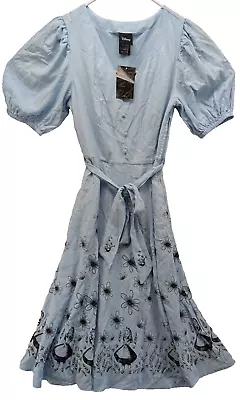 Buy Disney Alice In Wonderland  Blue Floral Alice Midi Dress Size Medium • 56.83£