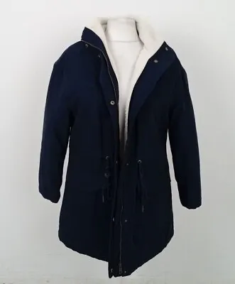 Buy Women's Per Una Teddy Lined High Neck Parka Jacket Navy NEW F2 • 12.99£