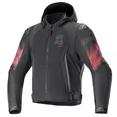 Buy Alpinestars Zaca Air Venom Motorbike WP Hooded Textile Jacket Black / Red • 275.49£
