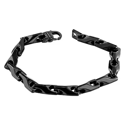 Buy Mens Black Tungsten Carbide Chain Link Bracelet Cybergoth Rocker Cuff Bangle • 115.81£