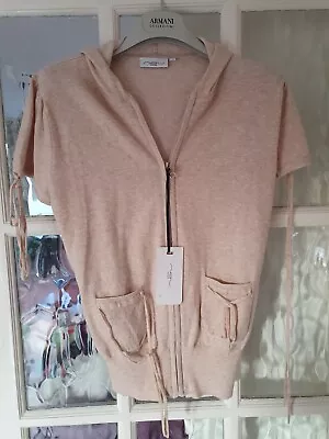 Buy New Look Ladies Soft Knit Style Short Sleeve Hoody Cardigan Beige Top 12/38 New • 7.50£