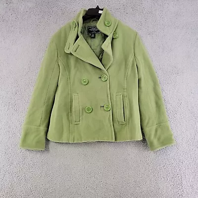 Buy American Eagle Jacket Womens M Medium Green Pea Coat Button Down Collared • 2.90£