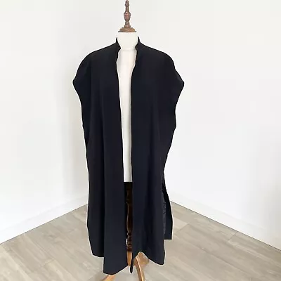 Buy Witchery Womens Black Open Front Full Length Sleeveless Jacket Vest Cape Size 10 • 31.30£
