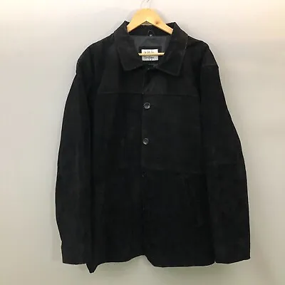 Buy Authentic Leathers Jacket Mens XL Black Suede Coat Button Up Classic Rockabilly • 28.70£