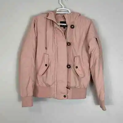 Buy Sam Edelman Pink Puffer Bomber Jacket Fur Hood Small • 37.89£