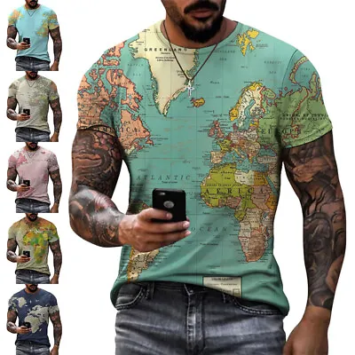 Buy Men T Shirts Crew Neck Summer Tops Mens Casual Short Sleeve Daily Wear Pullover • 11.99£