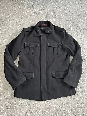 Buy Ben Sherman Men's Black Wool Mix Field Style Coat Jacket Mod L Heavy Lined • 50£