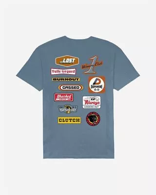 Buy LOST - Mens Burnout Vintage Dye T-Shirt - Provincial Blue - Short Sleeve Top • 20.99£