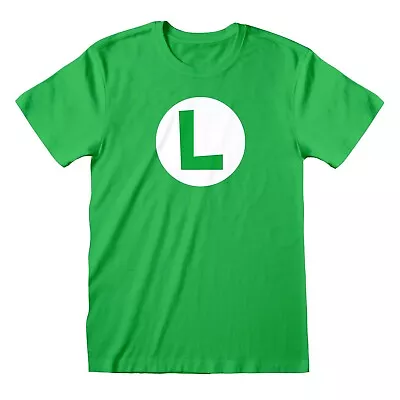 Buy Nintendo Super Mario - Luigi Badge Unisex Green T-Shirt Small - Smal - K777z • 13.09£