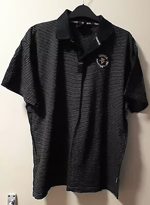 Buy Guinness Black/grey Striped Polo Shirt With Guinness & Harp Logo, Size XXL • 8£