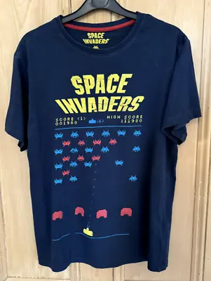Buy Vintage Retro Gaming Space Invaders Mens Youths T Shirt Size S Small Navy Cotton • 7£