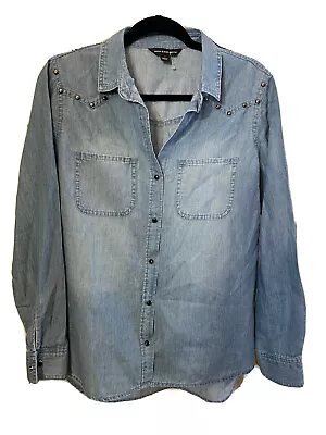 Buy Rock And Republic Top Denim Button-Up Embellished Studded  Woman’s  Size Small • 10.40£