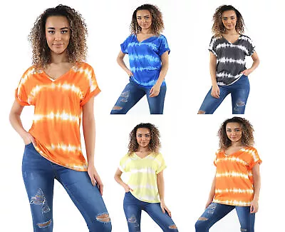Buy Women Ladies Baggy Oversized Loose Fit Turn Up Batwing Sleeve V Neck Top T-shirt • 12.49£