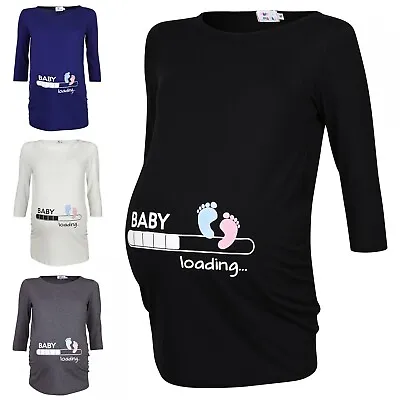 Buy Happy Mama. Woman's Maternity Baby Loading Feet Funny Print T-shirt Top. 549p • 20.50£